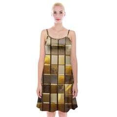 Golden Mosaic Tiles  Spaghetti Strap Velvet Dress