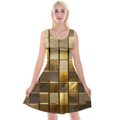 Golden Mosaic Tiles  Reversible Velvet Sleeveless Dress