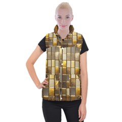 Golden Mosaic Tiles  Women s Button Up Vest