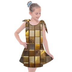 Golden Mosaic Tiles  Kids  Tie Up Tunic Dress by essentialimage