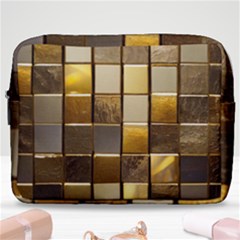 Golden Mosaic Tiles  Make Up Pouch (large) by essentialimage