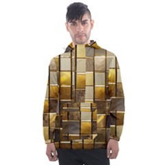 Golden Mosaic Tiles  Men s Front Pocket Pullover Windbreaker