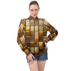 Golden Mosaic Tiles  High Neck Long Sleeve Chiffon Top by essentialimage