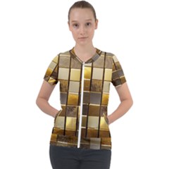 Golden Mosaic Tiles  Short Sleeve Zip Up Jacket by essentialimage