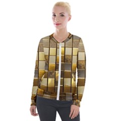 Golden Mosaic Tiles  Velvet Zip Up Jacket by essentialimage