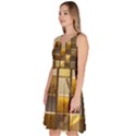 Golden Mosaic Tiles  Knee Length Skater Dress With Pockets View2