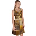 Golden Mosaic Tiles  Knee Length Skater Dress With Pockets View3