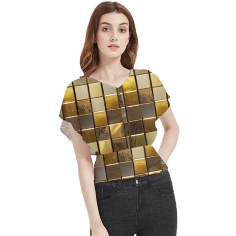 Golden Mosaic Tiles  Butterfly Chiffon Blouse by essentialimage