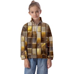 Golden Mosaic Tiles  Kids  Half Zip Hoodie