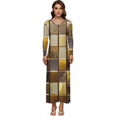 Golden Mosaic Tiles  Long Sleeve Longline Maxi Dress by essentialimage