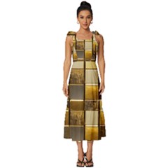 Golden Mosaic Tiles  Tie-strap Tiered Midi Chiffon Dress by essentialimage