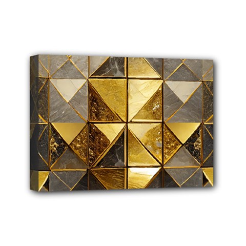 Golden Mosaic Tiles  Mini Canvas 7  X 5  (stretched) by essentialimage365