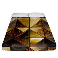 Golden Mosaic Tiles  Fitted Sheet (queen Size) by essentialimage365