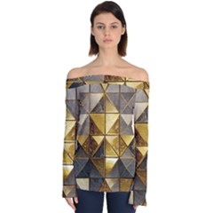 Golden Mosaic Tiles  Off Shoulder Long Sleeve Top by essentialimage365