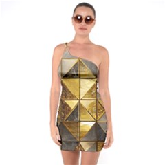 Golden Mosaic Tiles  One Shoulder Ring Trim Bodycon Dress by essentialimage365