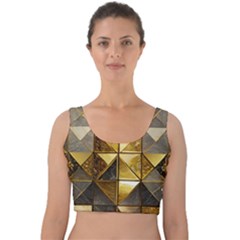 Golden Mosaic Tiles  Velvet Crop Top by essentialimage365