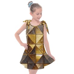 Golden Mosaic Tiles  Kids  Tie Up Tunic Dress by essentialimage365