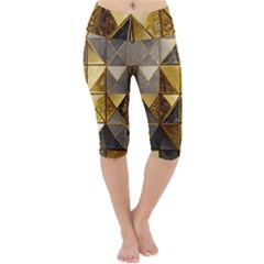 Golden Mosaic Tiles  Lightweight Velour Cropped Yoga Leggings by essentialimage365