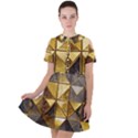 Golden Mosaic Tiles  Short Sleeve Shoulder Cut Out Dress  View1