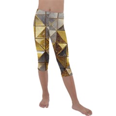 Golden Mosaic Tiles  Kids  Lightweight Velour Capri Leggings  by essentialimage365