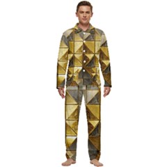 Golden Mosaic Tiles  Men s Long Sleeve Velvet Pocket Pajamas Set by essentialimage365