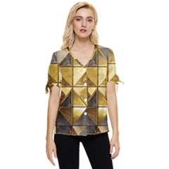 Golden Mosaic Tiles  Bow Sleeve Button Up Top by essentialimage365