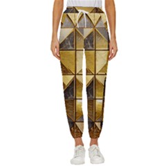 Golden Mosaic Tiles  Women s Cropped Drawstring Pants by essentialimage365