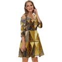 Golden Mosaic Tiles  Shoulder Cut Out Zip Up Dress View3