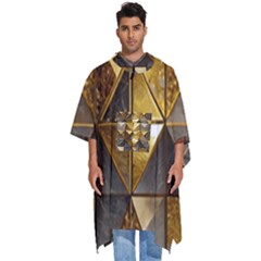 Golden Mosaic Tiles  Men s Hooded Rain Ponchos by essentialimage365