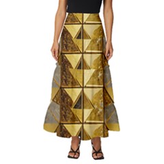 Golden Mosaic Tiles  Tiered Ruffle Maxi Skirt by essentialimage365