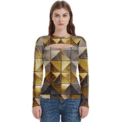 Golden Mosaic Tiles  Women s Cut Out Long Sleeve T-shirt