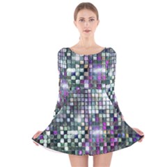 Disco Mosaic Magic Long Sleeve Velvet Skater Dress