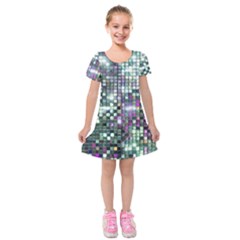 Disco Mosaic Magic Kids  Short Sleeve Velvet Dress