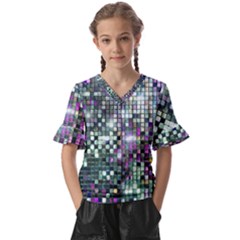 Disco Mosaic Magic Kids  V-neck Horn Sleeve Blouse by essentialimage365