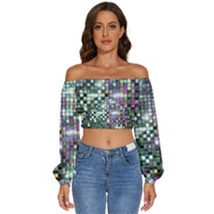 Disco Mosaic Magic Long Sleeve Crinkled Weave Crop Top by essentialimage365