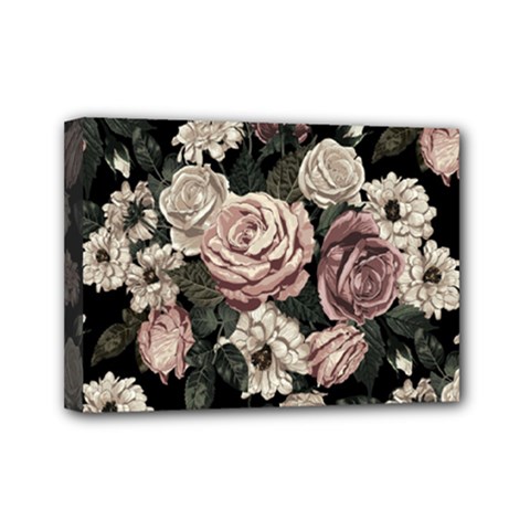 Elegant Seamless Pattern Blush Toned Rustic Flowers Mini Canvas 7  X 5  (stretched) by Hannah976