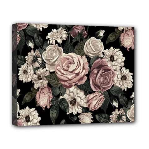 Elegant Seamless Pattern Blush Toned Rustic Flowers Deluxe Canvas 20  X 16  (stretched) by Hannah976