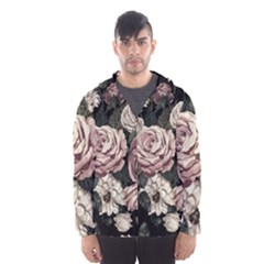 Elegant Seamless Pattern Blush Toned Rustic Flowers Men s Hooded Windbreaker by Hannah976