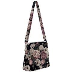 Elegant Seamless Pattern Blush Toned Rustic Flowers Zipper Messenger Bag by Hannah976