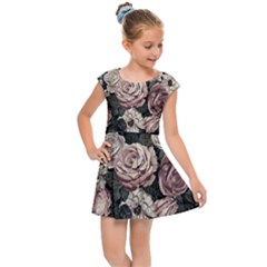 Elegant Seamless Pattern Blush Toned Rustic Flowers Kids  Cap Sleeve Dress by Hannah976