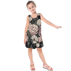 Elegant Seamless Pattern Blush Toned Rustic Flowers Kids  Sleeveless Dress by Hannah976