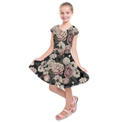 Elegant Seamless Pattern Blush Toned Rustic Flowers Kids  Short Sleeve Dress by Hannah976