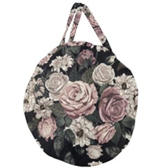 Elegant Seamless Pattern Blush Toned Rustic Flowers Giant Round Zipper Tote by Hannah976