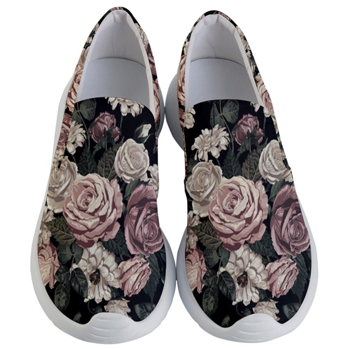 Elegant Seamless Pattern Blush Toned Rustic Flowers Women s Lightweight Slip Ons