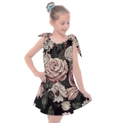 Elegant Seamless Pattern Blush Toned Rustic Flowers Kids  Tie Up Tunic Dress by Hannah976