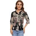 Elegant Seamless Pattern Blush Toned Rustic Flowers Women s Quarter Sleeve Pocket Shirt View1