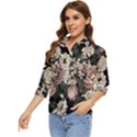 Elegant Seamless Pattern Blush Toned Rustic Flowers Women s Quarter Sleeve Pocket Shirt View3