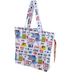 Monster Cool Seamless Pattern Drawstring Tote Bag by Hannah976