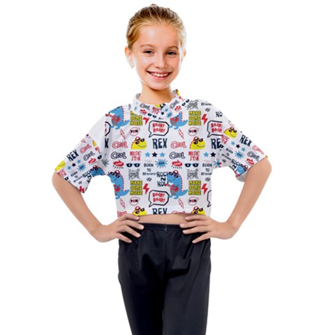 Monster Cool Seamless Pattern Kids Mock Neck T-shirt by Hannah976