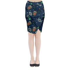 Monster Alien Pattern Seamless Background Midi Wrap Pencil Skirt